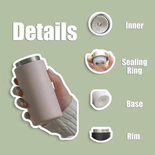 Botella de Agua Mini Aislada 6oz Pequeña Bote de Acero Inoxidable con Vacío para Viaje Portátil a Prueba de Fugas para Café Té Oficina Bolso de Mano (Rosa) miniatura 6