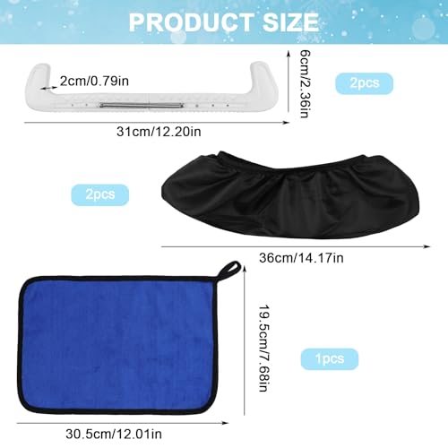 Kufenschoner Schlittschuhe, 1 Paar Verstellbare Schutzhüllen für Sicheren Schutz der Kufen, Elastische Kufenstrümpfe, Handtuch Inklusive, Für Erwachsene, Eiskunstlauf und Eishockey-Schlittschuhe