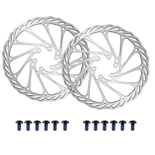 Image of BieMian 2 Pcs 160mm Bike Disc Brake Rotors, Bicycle Rotors, Stainless Steel Brake Disc Rotor for BMX MTB Mountain Road Bike Discs, with 12 pcs Screws