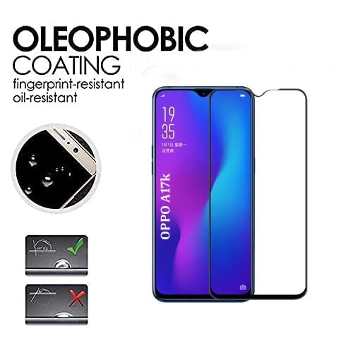 Image of Screen Protector for Oppo A17K (Black) Tempered Glass Edge-to-Edge 6D Screen Guard With Installation Kit