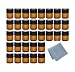 Simple-e 50pcs 1ml (1/4 Dram) Amber Mini Glass Bottle 1cc Amber Sample Vial Small Essential Oil Bottle Travel Must + 1pc Glass Clean Cloth