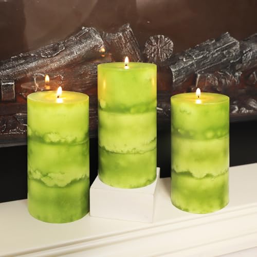 FLAVCHARM Sage Scented Candles - 3x6 Inch Green Pillar Candles Hand-Poured Long Lasting Burn Time Dripless Large Aromatherapy Candles for Home Scented Cleansing House Bathroom Relaxation Spa Church