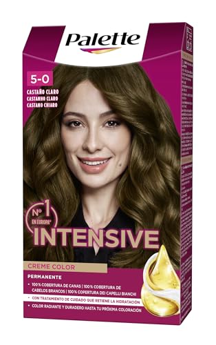 Schwarzkopf Palette Intensive Creme Color, Coloración Permanente de Cuidado con Aceite de Marula, Óptima Cobertura de Canas, Color Duradero, Palette Icc 5 Castaño Claro, 172.5 Mililitros