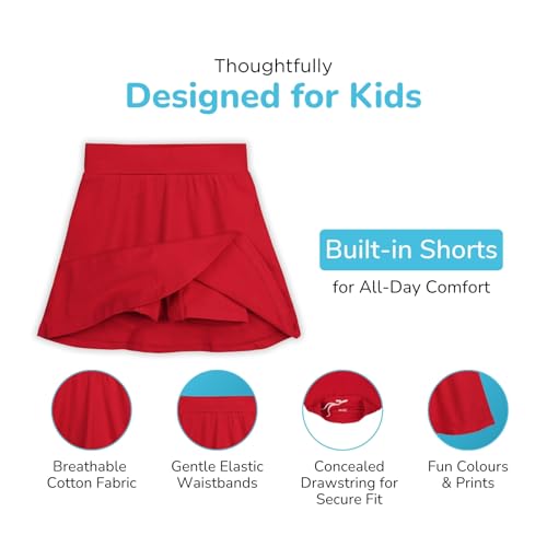 Image of YouGotPlanB Cotton Skater Skirt for Girls | Pack of 1 | Ages 3-16 Years | Attached Inner Shorts | Ideal for Sports & Play