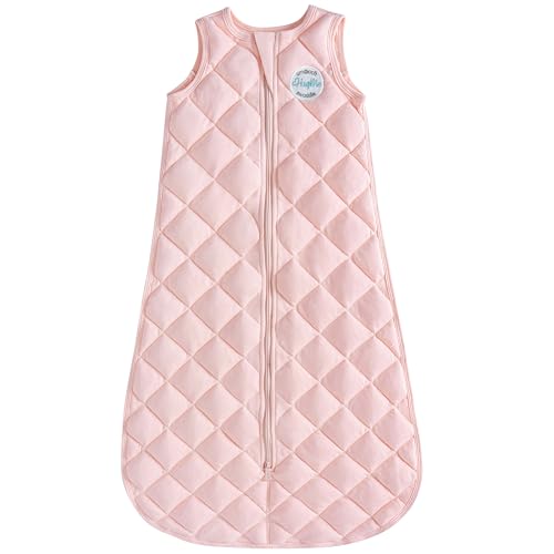 Image of HugMe™ Wearable Baby Sleep Sack 0-6 Months - Baby/Infant Swaddle Transition - Feels Like A Hug - 100% Organic Cotton - 2 Way Zipper - Machine Wash and Dry-able - Baby Swaddle Sleeping Bag - Light Pink