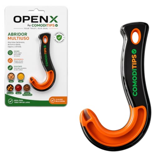 OpenX Abrelatas Manual Sin Esfuerzo, Abridor De Latas Con Anilla, Gadget De Cocina Ergonómico, Protege Uñas Y Dedos, Fácil De Usar, Ideal Para Mayores, Hogar Y Camping