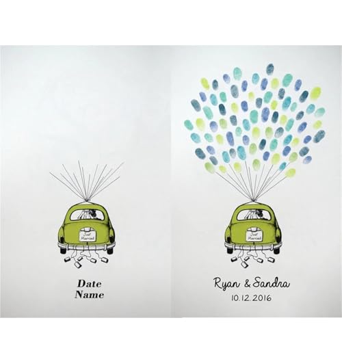 QMDSNFB Arbol De Huellas Boda Libro de Visitas de Boda, Regalos for Invitados, Lovebird, Pintura de árbol con Huellas Dactilares, Decoraciones for Fiestas, Livre D'or Mariage(60x80cm 24x32inch)