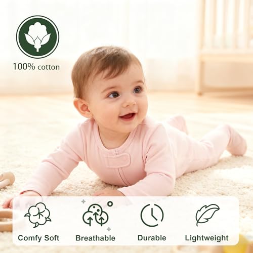 Hikido Baby Girl's One Piece Romper Excellent Quality Breathable Cotton Onesie Baby Clothing Bunting for 6-9months Toddler Pink
