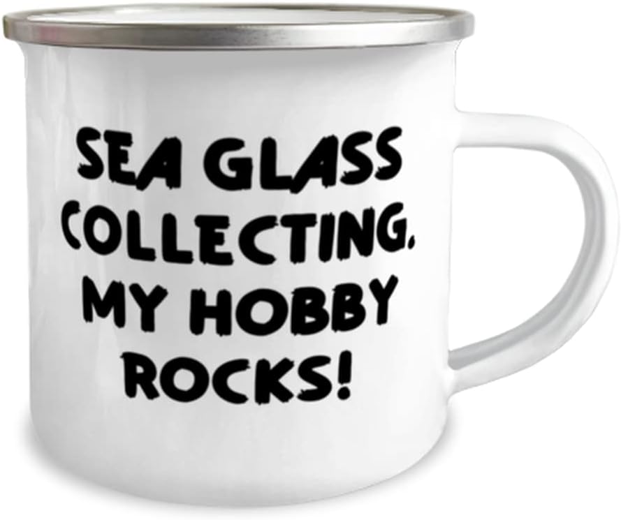 Sea Glass Collecting Gifts For Men Women, Sea Glass Collecting. My Hobby Rocks!, Unique Sea Glass Collecting 12oz Camper Mug, From