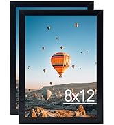 JCJMY 8x12 Picture Frame Set of 2 Black for Wall Hanging or Tabletop- Wall Mounting Horizontally ...