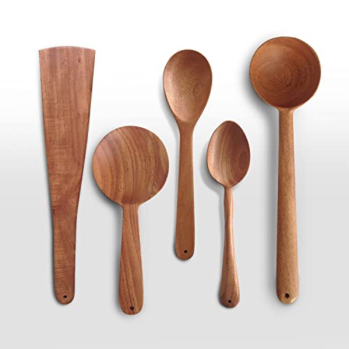 Image of Kichera Neem Wood Compact Ladle, Spatula, Flip Dosa /Roti /Chapati | Kitchen Tools | No Harmful Polish | Naturally Non-Stick | Handmade (Set of 5-3)