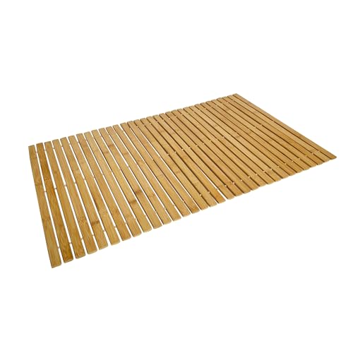 21Bamboo Premium Bambus Badvorleger Natürliche rutschfeste Badezimmermatte 50x80 cm Feuchtigkeitsresistent & Pflegeleicht Elegantes Design für Dusche Wanne und Waschbecken