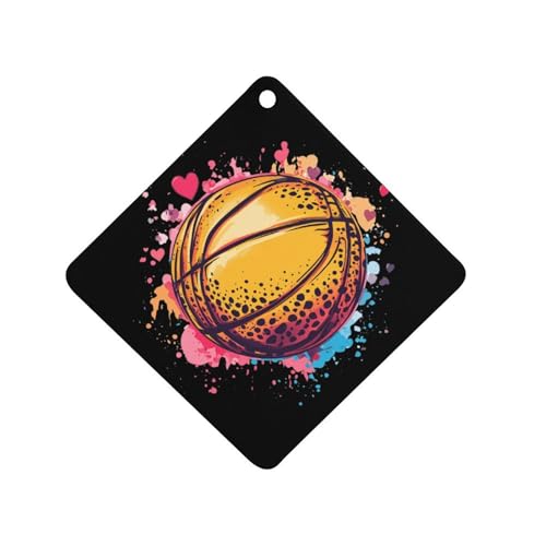 Cute Basketball Leopard Print Car Air Freshener Hanging Aromatherapy Tablets for Car Accessories Rhombus