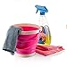 Top Race Foldable 7 Inch Silicone Collapsible Pail Beach Buckets Multi Purpose 2 Liter, Half Gallons, Household Cleaning, Camping, Travelling, Fishing, Beach Toys, Car Window Washing (Pack of 3)