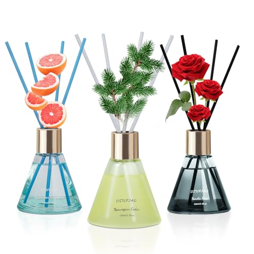 3 difusores de aroma de 100 ml con 24 varillas de fibra, difusores de pomelo de cedro rosa para decoración de habitaciones, duran hasta 100 días