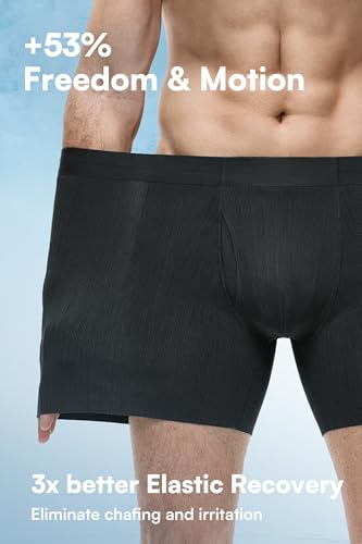 GOOTUCH Men's Breathable Cool Underwear, Moisture Wicking Odor Control Boxer Briefs, Seamless Thin Waistband & Quick Dry (2 Black, 2 Grey Blue,Medium) — view 5