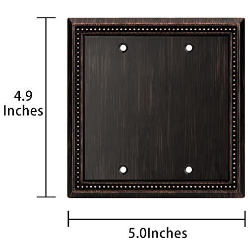 Image of Henne Bery Sunken Pearls Heavy Duty Decorative Wall Plate Switch Plate Outlet Cover (Double Blank, Aged Bronze)