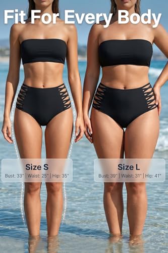 Image of Holipick Women High Waisted Bikini Bottoms Tummy Control Swimsuit Bottoms Strappy Swim Bottom
