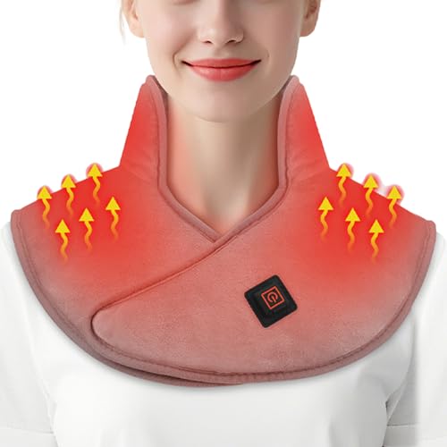 Almohadilla térmica calentadora de cuello - Crystal Ultra-Soft 43x40x1cm Gris | Calentador de invierno con 3 ajustes de temperature envoltura Całentadoracon USB Aļmohadilla Térmiča para el Čuello y