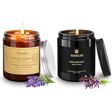 Aromatherapy Candles, Lavender Eucalyptus and Sage Sea Salt Candles, Scented Candles for Women/Men Cover