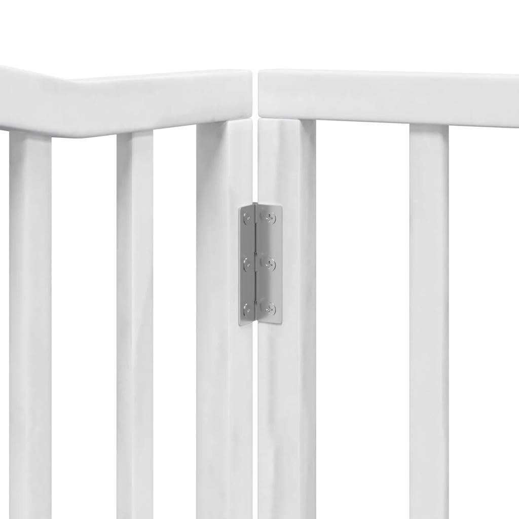 Homgoday Barrera para Perros,Barrera de Seguridad para Perros Mascotas,para Escaleras y Puertas Puerta de Perros Plegable 8 Paneles Madera álamo Blanca 640 cm
