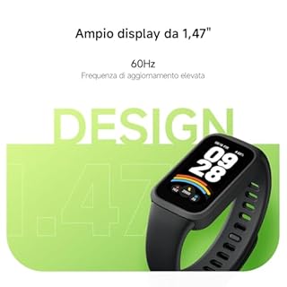 XIAOMI Smart Band 9 Active, Schermo TFT 1.47", Monitoraggio Salute: SpO2, Frequenza Cardiaca, Sonno e Stress, 50 modalità sportive, Resistenza Acqua 5 ATM, Durata Batteria 18 giorni, Nero