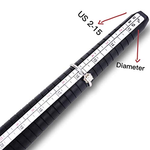 Ring Mandrel Gauge Tool US Size 2-15 with Half Size Finger Measurement Sacles Kit Ring Stick Measure Tool Finger Gauger Jeweler Sizer Mandrel Jewelers Sizers Tool
