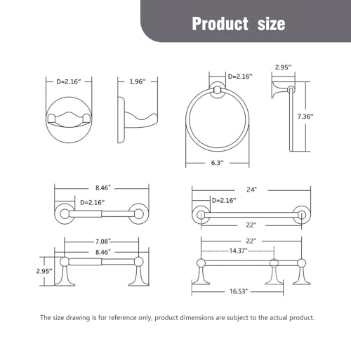 AGKXHDEC 4-Piece Bathroom Hardware Set: Oil-Rubbed Bronze Bathroom Accessory Set, Towel Bars,Towel Ring,Toilet Paper Holder,Robe Hook, Wall Mounted,Optional Install Longer or Shorter Towel bar