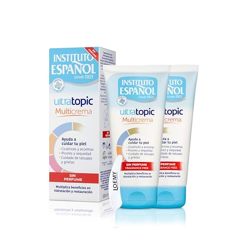 Instituto Español Crema hidratante para dermatitis atópica, 2 x 150 ml, crema calmante para eccema y picazón para pieles irritadas y enrojecidas, fórmula hipoalergénica natural vegana, piel seca y