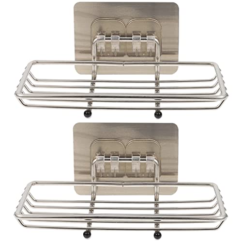 2 Piezas Jabonera De Acero Inoxidable Dispensador De Jabón con Soporte para Esponja Baño Automático Dispensador De Jabón Ducha Grifo Doble Unidad Caja De Jabón Muro Hundir Silver Alipis