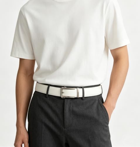 Image of Men's Belt, Ratchet Dress Casual Belt with Adjustable Automatic Buckle Trim to Fit