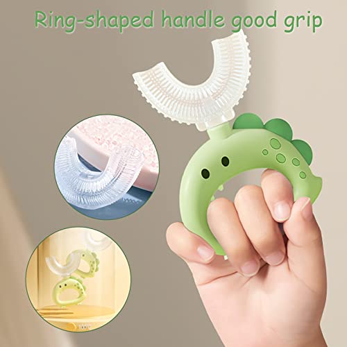 Zerrioy Children U Shaped Toothbrushes With 2 More Brush Heads Manual Toothbrush Silicone Soft Bristles Oral Cleaning Suitable For 2 Years Old And Above 360°Cleaning To Protect Dental Health #TOP5