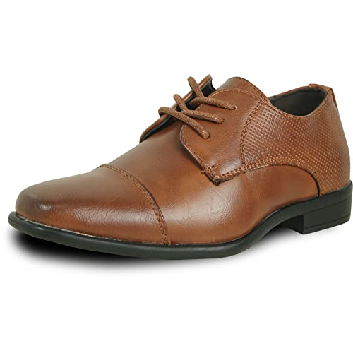 Bravo! Boy Dress Shoe King-6 Classic Lace Up Oxford Cap Toe With Leather Sock Cognac Size 8 Us Toddler #TOP12