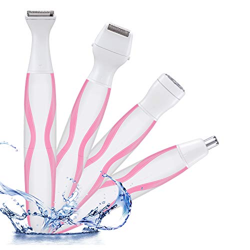Women Trimmer,Waterproof Bikini Trimmer,Painless Women Electric Shaver,Facial Hair Remover, Ladies Electric Razor,Women Hair Removal for Bikini line,Leg,face (pink)