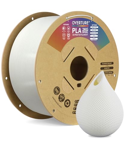 Image of OVERTURE PLA Filament 1.75mm, Neatly Wound 3D Printer Filament 2kg Spool (4.4lbs), Dimensional Accuracy + /- 0.02 mm, Fit Most FDM 3D Printers (White 2KG-1 Pack)