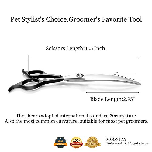 Moontay 6.5Inch Curved Dogs Grooming Scissors Professional Dog Grooming Scissor For Dogs, Cats And Pets Scissors Curved Shears 440C Japanese Stainless Steel Blade (Black) #TOP1