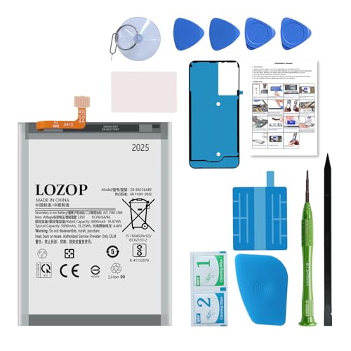 LOZOP for A15 5G Battery Replacement Kits for Samsung Galaxy A15 5G SM-A156U/U1/N/B/W and Other All A156 Models with Repair Tools Kit and User Manual