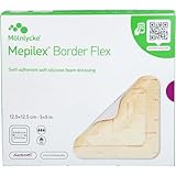Mepilex Border Flex 12,5cm x 12,5cm, Selbsthaftender, sanfter Silikon-Schaumverband, steriler Verband, 5 stück