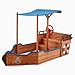 Produktbild Home Deluxe - Sandkasten MATSCHEKISTE - Segelschiff inkl. Bodenplane und Dach - Maße: 160 x 78 x 103 cm - inkl. Montagematerial I Holzsandkasten Piratenboot Sandbox