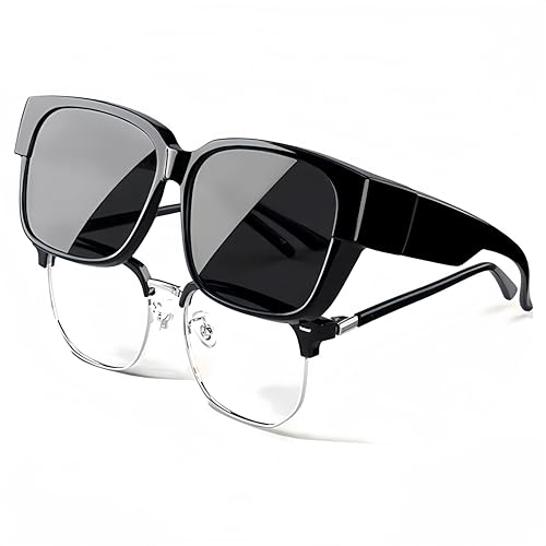Sunglasses Fit Over Glasses for Men and Women - Oversized Square with UV400 Protection