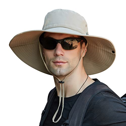Image of 【Oversize XXL】 Sun Hat for Men,【UPF50+Waterproof Wide-Brim】 Boonie-Hat Sun-Hat Fishing-Hat for Safari Hiking Beach Garden