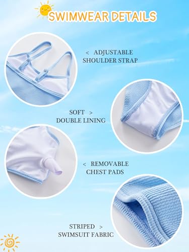 Image of Girl's 2 Piece Swimsuit Solid Spaghetti Strap Bikini Sets Beach Bathing Suit Swimwear for Teen Kids