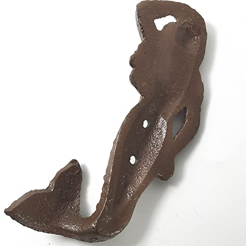 Nsbell 2Pcs Rustic Cast Iron Mermaid Hook Wall Hanger Decor Beach Nautical Towel Holder #TOP4