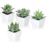 Artificial Succulent Plants Fake Succulent Plants Artificial Faux Succulents 4pcs Mini Potted Succulents for Home Office Room Decoration (D)