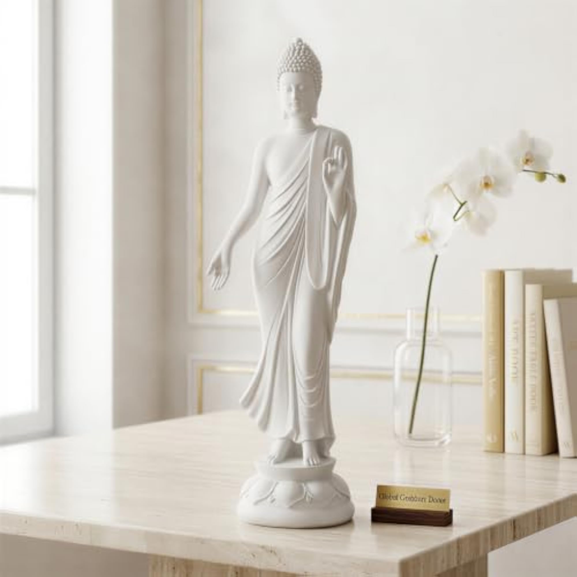 Buddha Idol Statue for Home Decoration, White