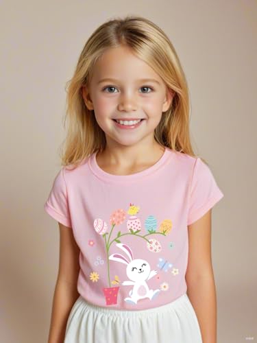 2022 Easter Day Gift for Toddler Boy Girl Tractor Loving Bunny Egg Gnomes Short Sleeve Tshirt Infant Kids Tee Tops 1-7 Years3