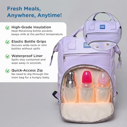 Image of Mee Mee Metro Luxe Mom Diaper Bag Backpack | Large Capacity Baby Bag with Multiple Pockets | Bottle Warmer Pocket | Changing Mat | Travel-Friendly & Stroller Straps | Waterproof & Stylish