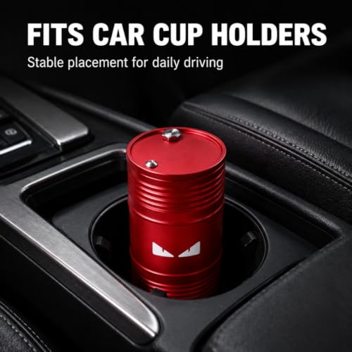 Image of Car Ashtray with Lid Smell Proof Ash Tray, Portable ashtray for car cup holder (Red, Angry Eyes)