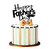 Unimall Black Glitter Best Dad Beard Happy Father's Day Cake Topper Picks for Party Decoration, Topp