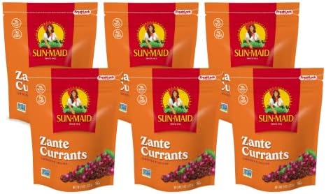 Sun-Maid California Zante Currants Snack | 8 Ounce Bags | Pack of 6 | Whole Natural Dried Fruit | No Artificial Flavors | Non-GMO | Vegan And Vegetarian Friendly